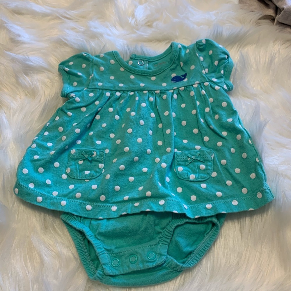Size 3 Mos polka Dot Whale Onesie C1